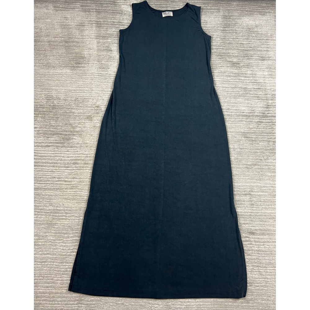 Kathie Lee Collection Maxi Dress Womens M Navy Blue Sleeveless Knit Minimalist